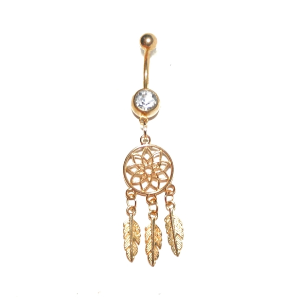 Golden dreamcatcher belly ring - Picture 1 of 7